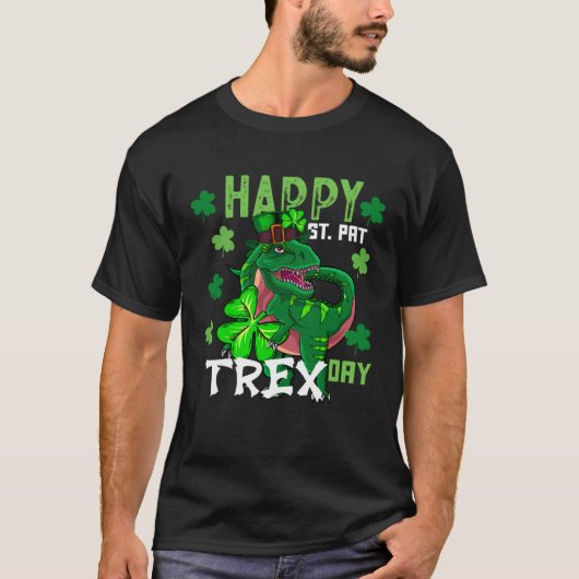 Happy St Pat Trex Day Dinosaur St Patricks Day Din Tシャツ (正面)