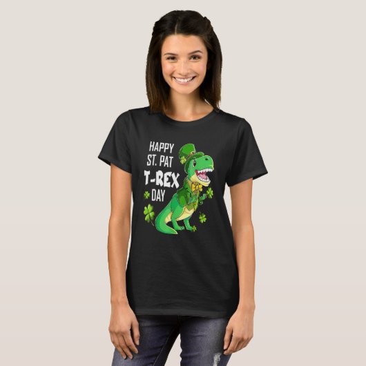 Happy St Pat Trex Day St Patricks Day Dinosaur Luc Tシャツ (正面フル)