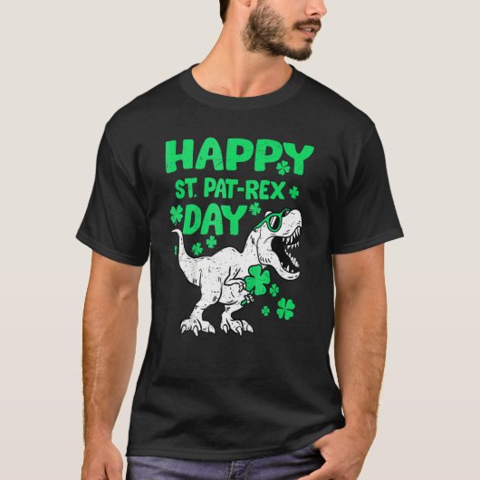 Happy St PaTRex Dinosaur Saint Patrick's Day Boys Tシャツ (正面)