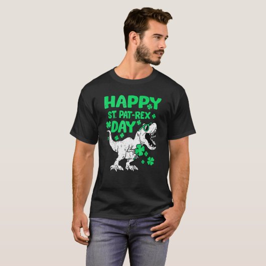 Happy St PaTRex Dinosaur Saint Patrick's Day Boys  Tシャツ (正面フル)