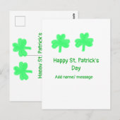 Happy St. Patrickの日の緑のシャムロックの葉に追加na ポストカード (正面/裏面)