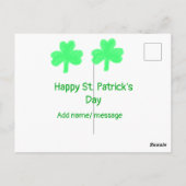 Happy St. Patrickの日の緑のシャムロックの葉に追加na ポストカード (裏面)