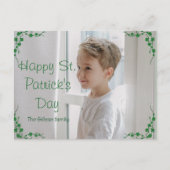 Happy St. patrickの日Shamrocksの子供の写真 シーズンポストカード (正面)