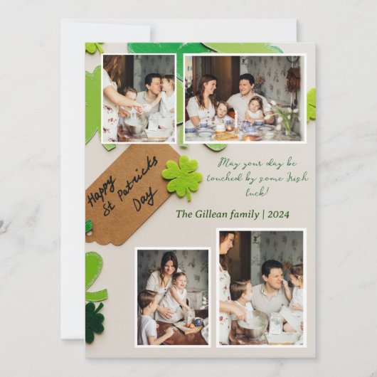 Happy St. patrickの日Shamrocks家族の写真 シーズンカード (正面)