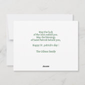 Happy St. patrickの日Shamrocks家族の写真 シーズンカード (裏面)