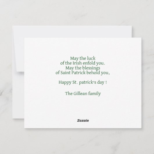 Happy St. patrickの日Shamrocks家族の写真 シーズンカード (裏面)