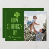 Happy St. patrickの日Shamrocks家族の写真 シーズンカード (正面/裏面)
