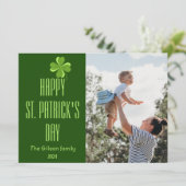 Happy St. patrickの日Shamrocks家族の写真 シーズンカード (スタンド正面)