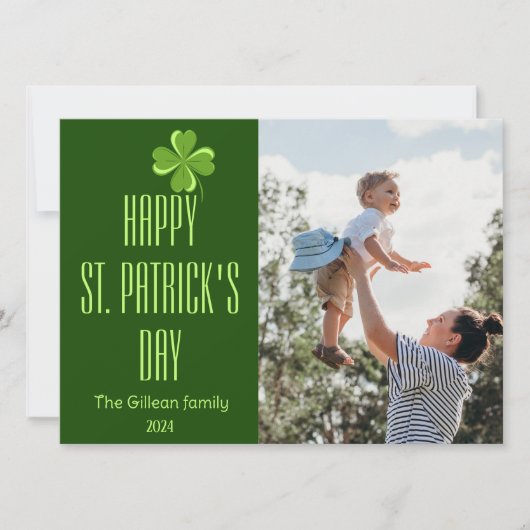 Happy St. patrickの日Shamrocks家族の写真 シーズンカード (正面)