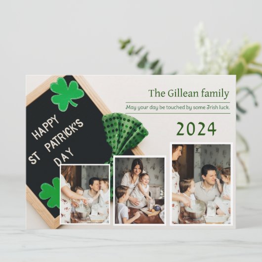 Happy St. patrickの日Shamrocks家族の写真 シーズンカード