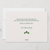 Happy St. patrickの日Shamrocks家族の写真 シーズンカード (裏面)