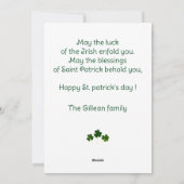 Happy St. patrickの日Shamrocks家族の写真 シーズンカード (裏面)