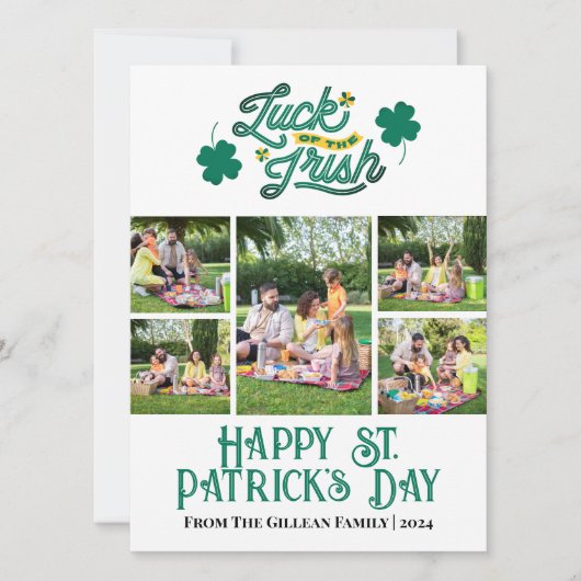 Happy St. patrickの日Shamrocks家族の写真 シーズンカード (正面)