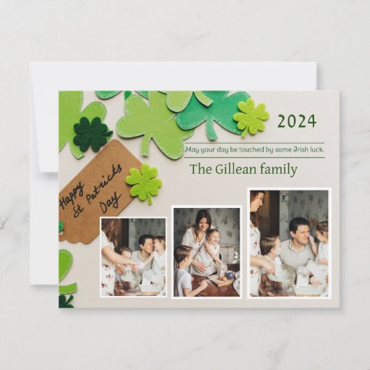 Happy St. patrickの日Shamrocks家族の写真 シーズンカード (正面)