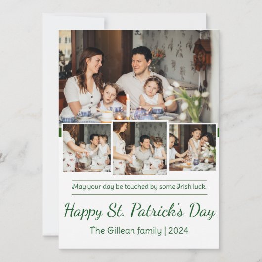 Happy St. patrickの日Shamrocks家族の写真 シーズンカード (正面)