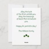 Happy St. patrickの日Shamrocks家族の写真 シーズンカード (裏面)