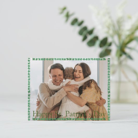 Happy St. patrickの日Shamrocks家族の写真 シーズンポストカード (スタンド正面)