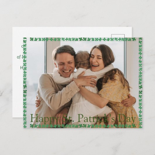Happy St. patrickの日Shamrocks家族の写真 シーズンポストカード (正面/裏面)