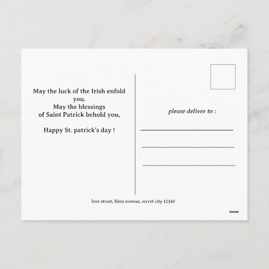 Happy St. patrickの日Shamrocks家族の写真 シーズンポストカード (裏面)