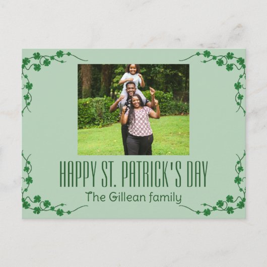 Happy St. patrickの日Shamrocks家族の写真 シーズンポストカード (正面)