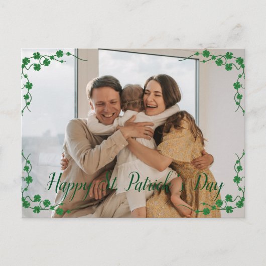 Happy St. patrickの日Shamrocks家族の写真 シーズンポストカード (正面)