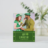 Happy St. patrickの日Shamrocks家族の写真 シーズンポストカード (スタンド正面)