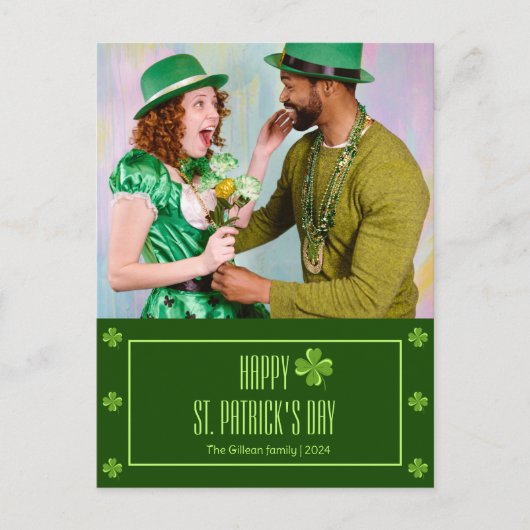 Happy St. patrickの日Shamrocks家族の写真 シーズンポストカード (正面)