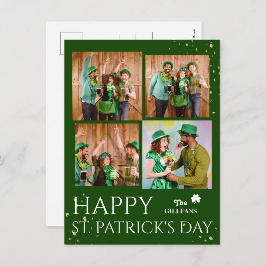 Happy St. patrickの日Shamrocks家族の写真 シーズンポストカード (正面/裏面)
