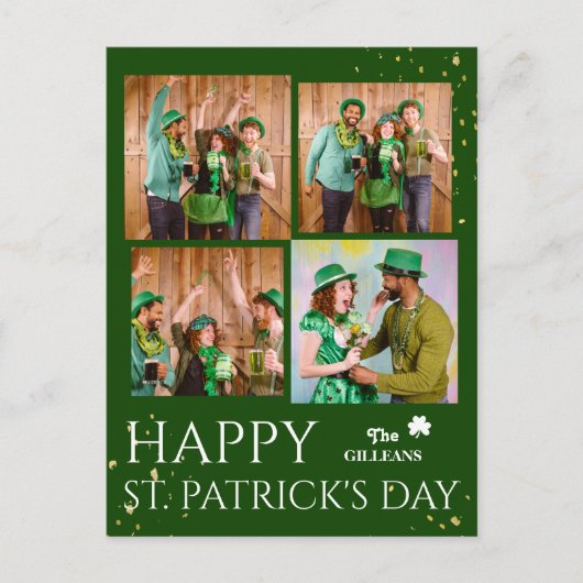 Happy St. patrickの日Shamrocks家族の写真 シーズンポストカード (正面)