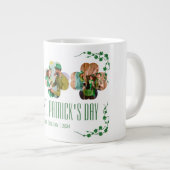 Happy St. patrickの日Shamrocks家族の写真 ジャンボコーヒーマグカップ (正面右)