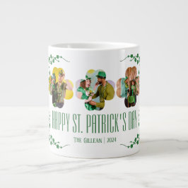 Happy St. patrickの日Shamrocks家族の写真 ジャンボコーヒーマグカップ