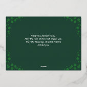 Happy St. patrickの日Shamrocks家族の写真 箔シーズンカード (裏面)