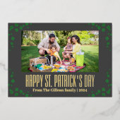Happy St. patrickの日Shamrocks家族の写真 箔シーズンカード (正面)