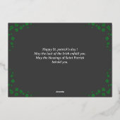 Happy St. patrickの日Shamrocks家族の写真 箔シーズンカード (裏面)
