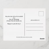 Happy St. patrickの日Shamrocks家族の写真 箔シーズンポストカード (裏面)