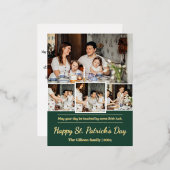 Happy St. patrickの日Shamrocks家族の写真 箔シーズンポストカード (正面/裏面)