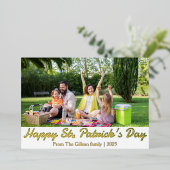Happy St. patrickの日Shamrocks家族1写真 箔シーズンカード (立ち正面)
