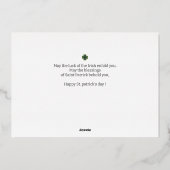 Happy St. patrickの日Shamrocks家族1写真 箔シーズンカード (裏面)