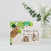 Happy St. patrickの日Shamrocks家族2枚の写真 シーズンポストカード (スタンド正面)