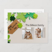 Happy St. patrickの日Shamrocks家族2枚の写真 シーズンポストカード (正面/裏面)