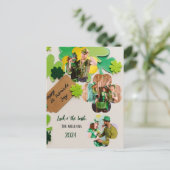Happy St. patrickの日Shamrocks家族2枚の写真 シーズンポストカード (スタンド正面)