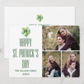 Happy St. patrickの日Shamrocks家族3写真 シーズンカード (正面/裏面)
