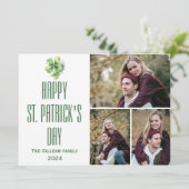 Happy St. patrickの日Shamrocks家族3写真 シーズンカード (スタンド正面)