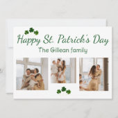 Happy St. patrickの日Shamrocks家族3写真 シーズンカード (正面)
