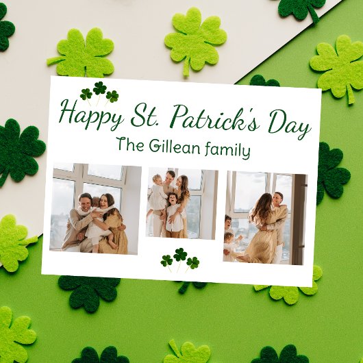 Happy St. patrickの日Shamrocks家族3写真 シーズンカード