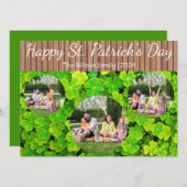 Happy St. patrickの日Shamrocks家族3写真 シーズンカード (正面/裏面)
