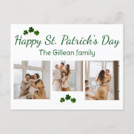 Happy St. patrickの日Shamrocks家族3写真 シーズンポストカード