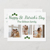 Happy St. patrickの日Shamrocks家族3写真 シーズンポストカード (正面/裏面)