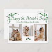 Happy St. patrickの日Shamrocks家族3写真 シーズンポストカード (正面/裏面)