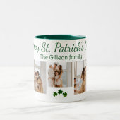 Happy St. patrickの日Shamrocks家族3写真 ツートーンマグカップ (中央)